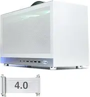 MiniNeo S400 Mini ITX Portable Enclosure 10L with Advanced Vented Panel, Type-C USB3.0 Ports, Triple Slot GPU, Cable Management System, with PCIe 16X Riser Cable (White Gen4)