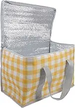 BUGUUYO Insulated Cooler Bag Picnic Basket Heavy Duty Reusable Insulated Grocery Bag Zippered Top for Outdoor Activities