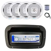 Dual Marine Radio, Spa Bezel,Adapter, Antenna,Wire,4x 5.25" 400W White Speaker
