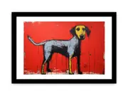 Red Yellow Dog Framed print Art Poster