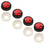 4 Black Custom License Plate Frame Screw Snap Caps Covers Red Skull Black