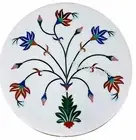 Floral Art Coffee Table , Marble Side Table Top , Corner Table for Living Room