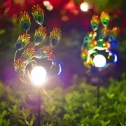 ARTER Solar Garden Stake Lights, 50 Inches Tall Metal Peacock Outdoor Waterpr...
