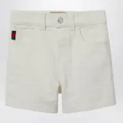 [GUCCI] White denim GG jacquard shorts 18/24 M White