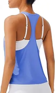 [JOYSPELS] Ice Silk Workout Tank Tops for Women Quick Dry Sleeveless Loose Fit Narrow Racerback Athletic Running Shirts