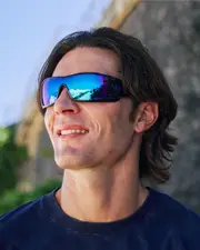 [Oakley] Oakley Men's Batwolf Prizm Sunglasses in Black/Blue One Size Black/Blue