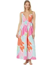 NWT- Natori 'Papillion' Printed Long Sleeveless Nightgown, Bright Coral - Small