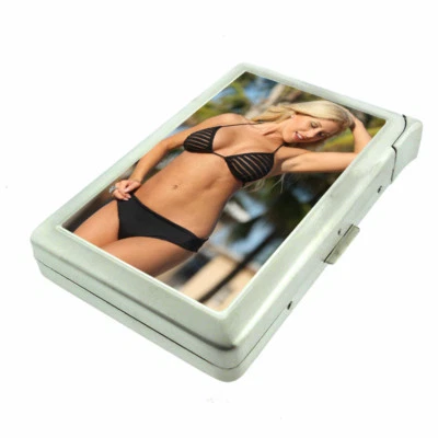 French Pin Up Girls D4 Cigarette Case with Built in Lighter Metal Wallet