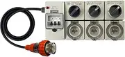 Power Board 5 Pin 20 Amp Three Phase to 3 x 3 Pin 20 Amp Flat Single Phase Outlet RCBO Protected