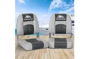 Seamanship 2X Folding Boat Seats Marine Swivel Low Back 10cm Padding Charcoal