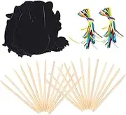 ERINGOGO 1 Set Easter Egg Scratch Paper Scratch Cards with Sticks Ribbons Fun DIY Easter Art for Enhance Creativity Hand Eye Coordination