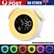 Dimmable Kids Bedside Night Light Sunrise Simulation Digital Alarm Clock Gifts