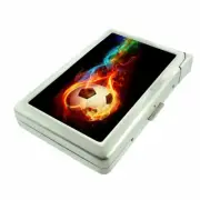 Rainbow Soccer Ball Fire Em1 100's Size Cigarette Case with Built in Lighter