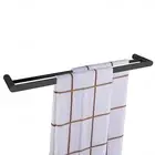 600mm Double Towel Rack Rail Bars Black Stainless Steel Oval Wall Mount Bathroom
