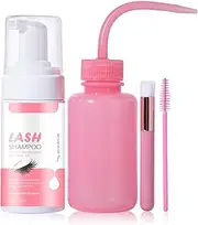 Iouyjiu Eyelash Cleanser, Lash Shampoo, Extension Wash, Gentle Foam Formula, Includes Brush & Rinse Bottle, 100 ml, Ideal for Makeup Removal, Salon, and At-Home Care, 1.57 inches