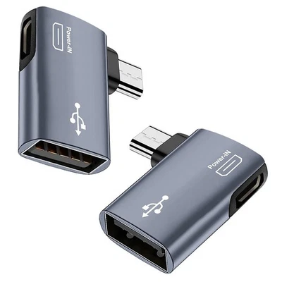 2Pcs OTG Adapter for Fire Stick 90 Degree Left/Right Angle Micro-USB to3882