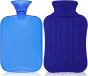 Bolsa De Agua Caliente Con Funda Tejida Bolsa De Agua Caliente Transparente Azul