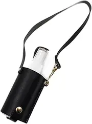 Folpus Mini Travel Empty Bottle, Portable 60ml Clip on Backpacks and Purses with PU Leather Keychain, Black