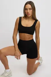 Black Bralette Rib Jersey - Size 12M, Women's Bralette