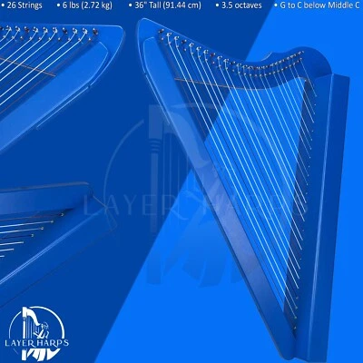 No Levers 26 Strings Harp great for beginners children harpists Premium Design