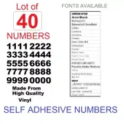 40x SELF ADHESIVE MAILBOX,TOOLBOX,DOOR Vinyl Numbers, Decals, Stickers,ARIAL...