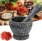 ShanLily Heavy Duty Unpolished Granite Mortar And Pestle Set Stone Grinder Bowl For Guacamole Salsa Grind And Crush Spices And Nuts To Release Flavor