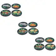 3x 4pc Animal Kingdom Drink/Beverage Coaster Mat Protector Pad Rnd 10cm Green