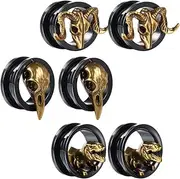 [COOEAR] Gauges Ears Plugs and Tunnels Black Screw Back Earrings Upgrade Piercing 1 Pair Gift Packing Stretchers 6 mm to 25 mm