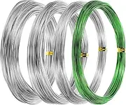 uxcell 1mm/1.5mm/2mm Bonsai Training Wire, 4 Roll Floral Wire Stems Anodized Aluminum Tree Wire 32.8 Feet for Gardening Branch Fixing, Silver/Green