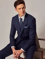 Hawes & Curtis Blue Zigzag Weave Slim Suit Size: One Size