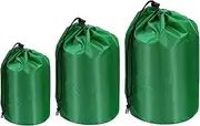 uxcell Stuff Sack 4x8/5x10/8x13, 3 Pcs Waterproof Outdoor Storage Sack Portable Drawstring Dust Flap Bag Sleeping Bag for Camping Hiking Backpacking, Green