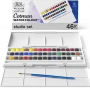 Cotman Watercolor Paint Set, Studio Set, 45 Half Pan W/ Brush