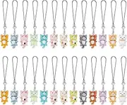 [WEBEEDY] 26 PCS 13 Styles Cat Phone Charm Resin Luminous Kitten Cell Phone Pendants Cute Animals Keychain Strap Charms Easy to Install and Remove Hanging Pendants for Backpack,Wallet, Camera Decor