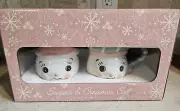 Johanna Parker Design Pink Christmas Winter Snowmen Sugar & Creamer Set NIB