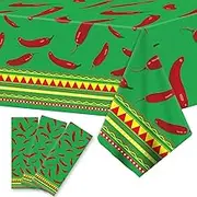 gisgfim 3pcs Chili Cook Party Decorations Off Tablecloth, Red Pepper Plastic Table Cover Decorations Disposable Chili Cook Party Supplies for Rectangle Tables