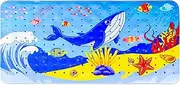 Bathtub Mat Non Slip Anti Mold for Kids, Baby Cartoon Bath Tub Shower Mat Anti Slip with Drain Holes and Suction Cups Machine Washable (Dolphin, 17x 30in)