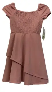 Emerald Sundae Girls Fit and Flare High Low Ruffle Sleeve Dress Size 7 NWT Rose