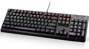 E-YOOSO Mechanical Keyboard K600 Red Switches 104 Keys Gaming Keyboard 9 Modes LED Backlit Rainbow USB Wired Keyboard for Desktop Computer Laptop Windows PC