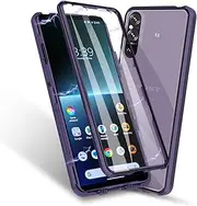 [MeiyueEr] Case for Sony Xperia 1 V - Magnetic Adsorption Metal Bumper Flip Cover with 360 Degree Protection Double Sides Transparent Tempered Glass Mobile Phone Case - Purple