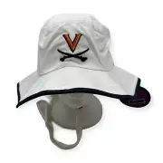 NWT Zephyr Virginia Cavaliers NCAA White Bucket Hat w/ Chin Strap Size L/XL