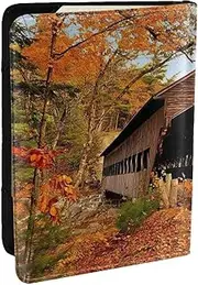 [JEJEA] Albany Covered Bridge Print Travel Organizer Credit Cards Case Passport BookPassport Holder Cover Wallet forTraveling,, Black, One Size