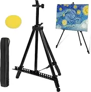 Adjustable Artist Easel Stand - Adjustable Metal Field Easel with Carry Bag and Free Artist Sponge, Suitable for Canvas Size 35cm to 84cm - Perfect Easels for Painting, A1, Art Display - Adults & Kids