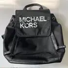 MICHAEL KORS PHOEBE MEDIUM FLAP DRAWSTRING BACKPACK BAG BLACK NON-LEATHER VEGAN