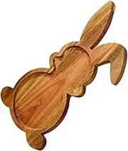 BIUDECO Acacia Wood Bunny Tray Rabbit Serving Platter Unique Easter Charcuterie Board