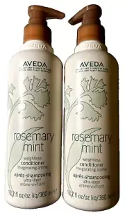 2X Aveda Rosemary Mint Weightless CONDITIONER 12.2oz Ea. W/ Hand Pump 2 Bottles