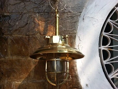 Nautical Brass Pendant Light - Kitchen Island Hanging Fixture | Deflector Shade