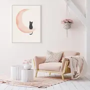 Moon and Cat Poster Wall Art