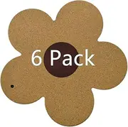 YLD-KAU Cork Trivet, 6 Pack High Density Flower Shaped Cork Trivets for Hot Dishes, 7 Inch Heat Resistant Cork Coaster, Cork Hot Pads for Hot Pots and Pans
