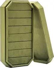 COWFEX Velvet Ring Organizer Display Tray Jewelry Box Organizer Ring Holder Earring Case Organizer for Wedding Birthday Christmas Day (Olive Green), PN092