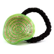 Hand Made Hair Jewelry Warped swarovski crystal Sphere Ponytail Holder, Green